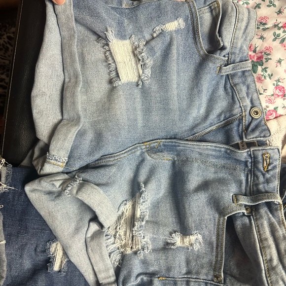 American Threads Distressed Light and Medium Blue Jean Shorts - Picture 6 of 9